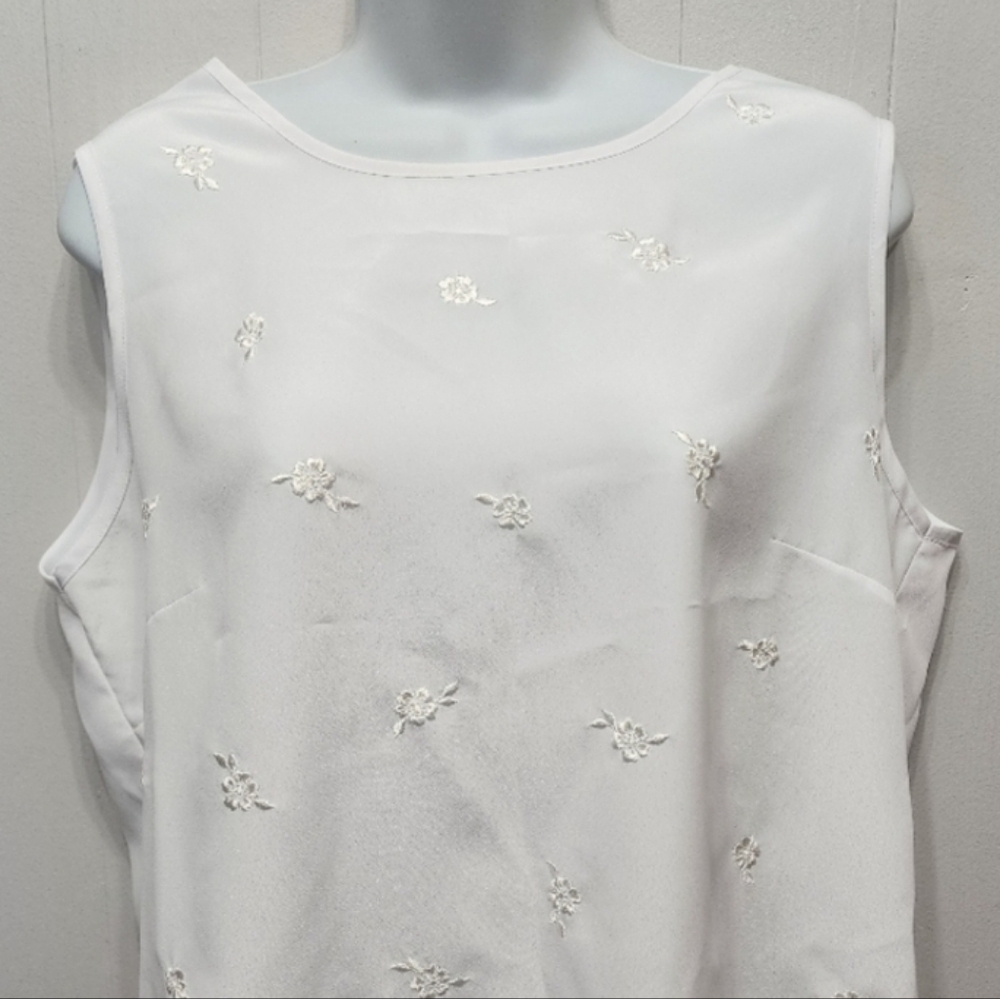 NWT Laura Scott Blouse Sleeveless Large 14 - 16 White‎ Casual Office Sheer B774